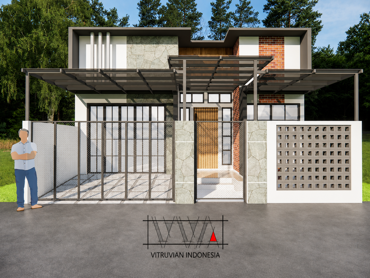 Desain Fasad Rumah Modern untuk Renovasi Rumah Mrs. R Tuban