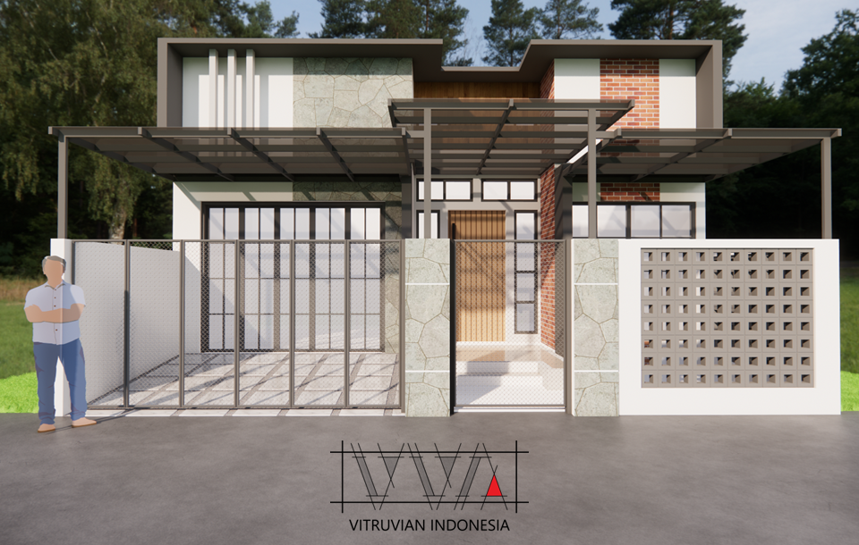 Desain Fasad Rumah Modern untuk Renovasi Rumah Mrs. R Tuban